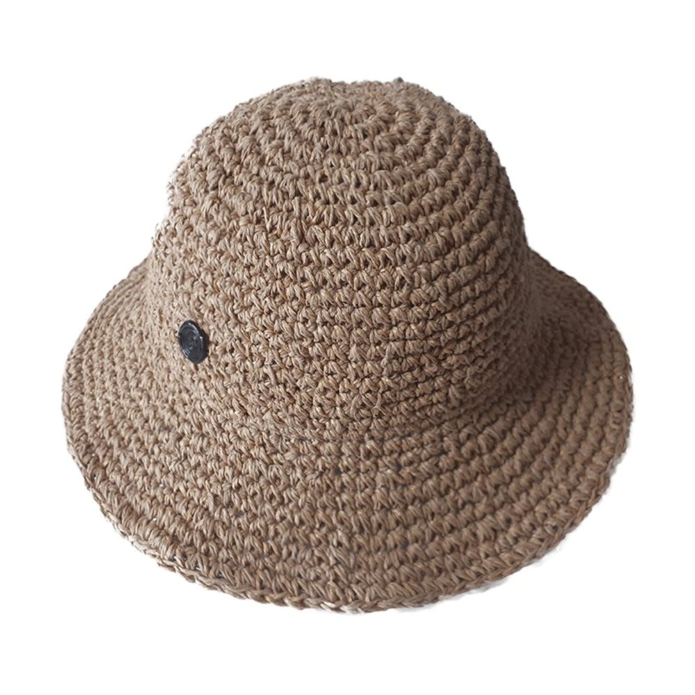 STRAW PUNCHING BUCKET HAT IN DEEP BEIGE 渔夫帽